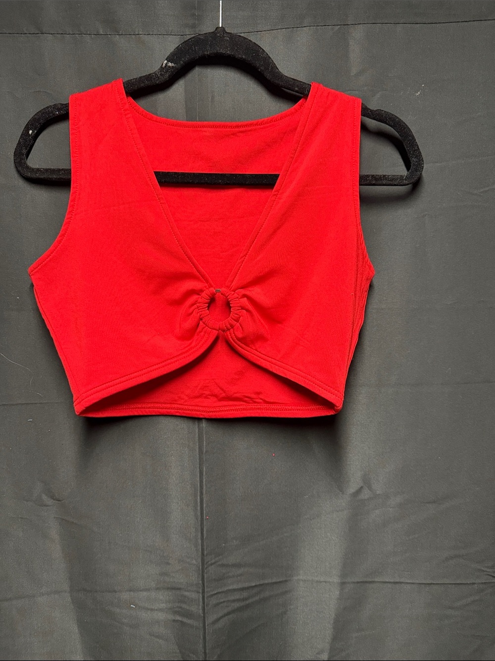 Ring-Front Red Crop Tank Top